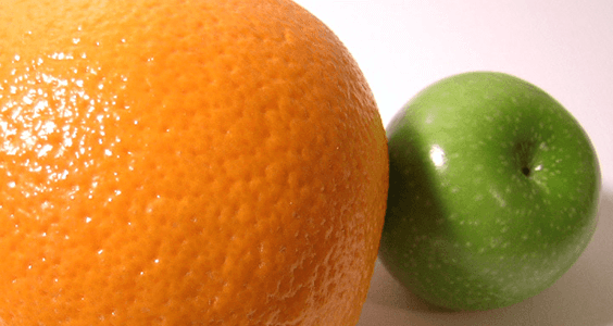 comparing two companies with oranges and apples analogy