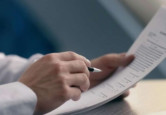 person reviewing contract