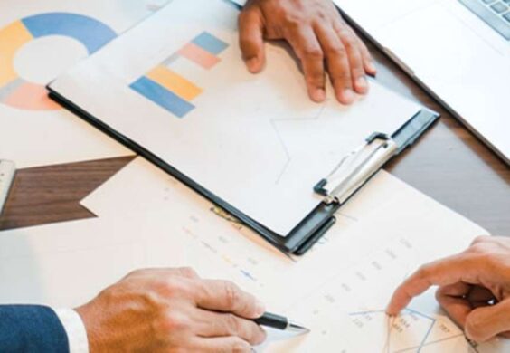 business team reviewing data