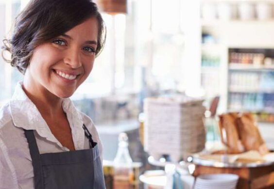 cafe worker smiling