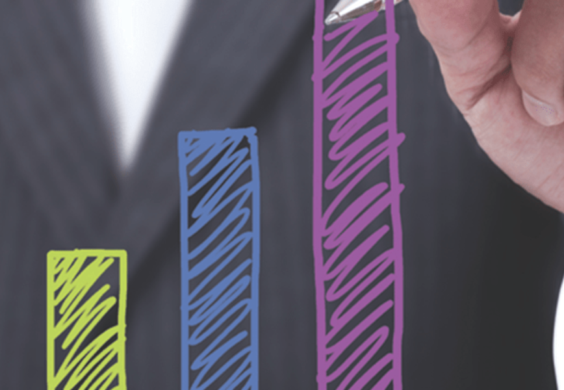 man illustrating growth with a chart