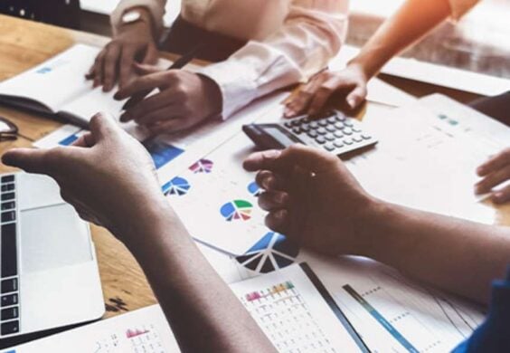 team reviewing financial documents