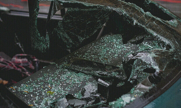shattered car windshield