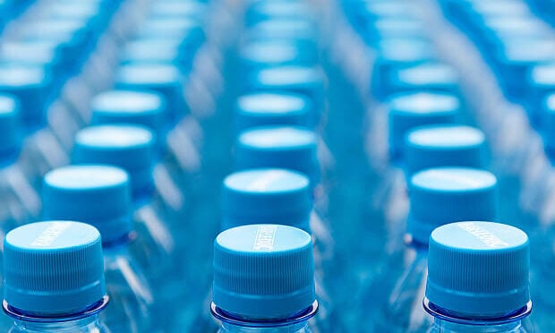 rows of bottled water