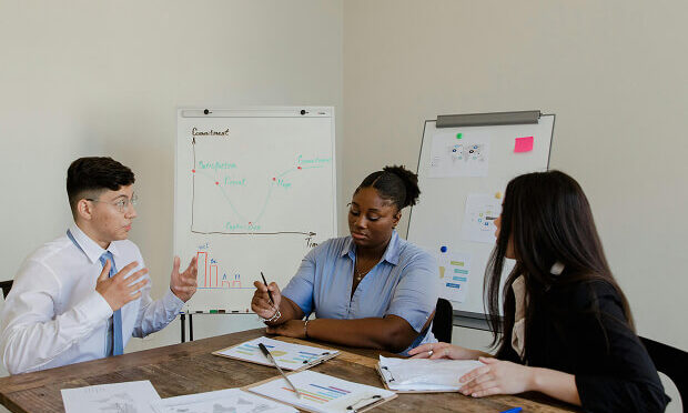 business people reviewing analytics