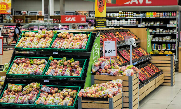 produce section in grocery store
