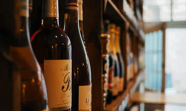 wine bottles on store shelves