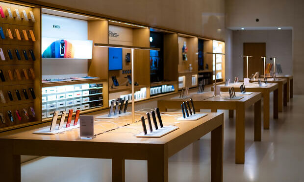 smartphones inside retail store