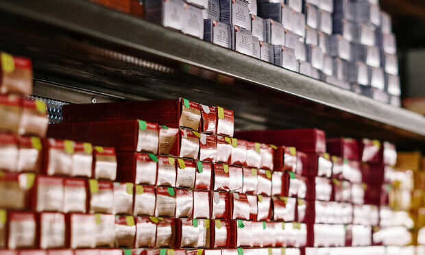 boxes of wallpaper inside retail store