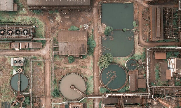 overhead of sewage treatment plant