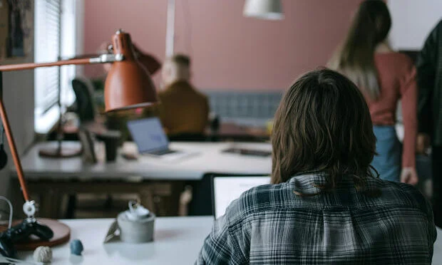 remote worker inside shared office space